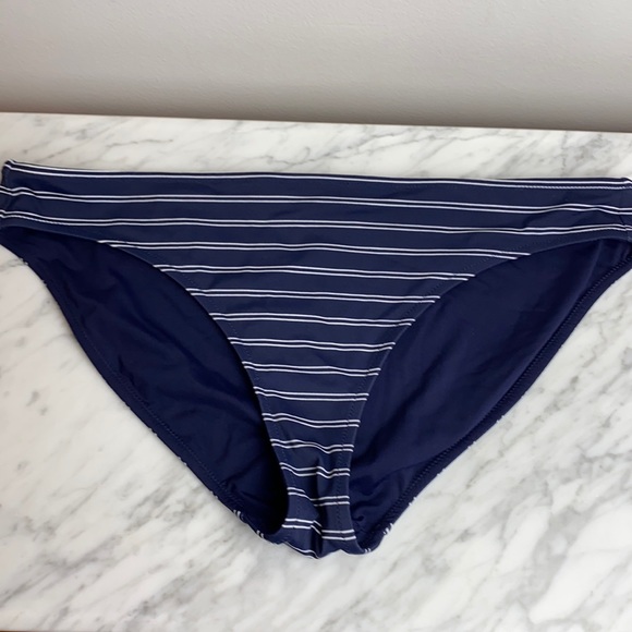 Athleta Piha Reversible Swim Bikini Bottom Navy Blue Striped Large - Picture 2 of 9
